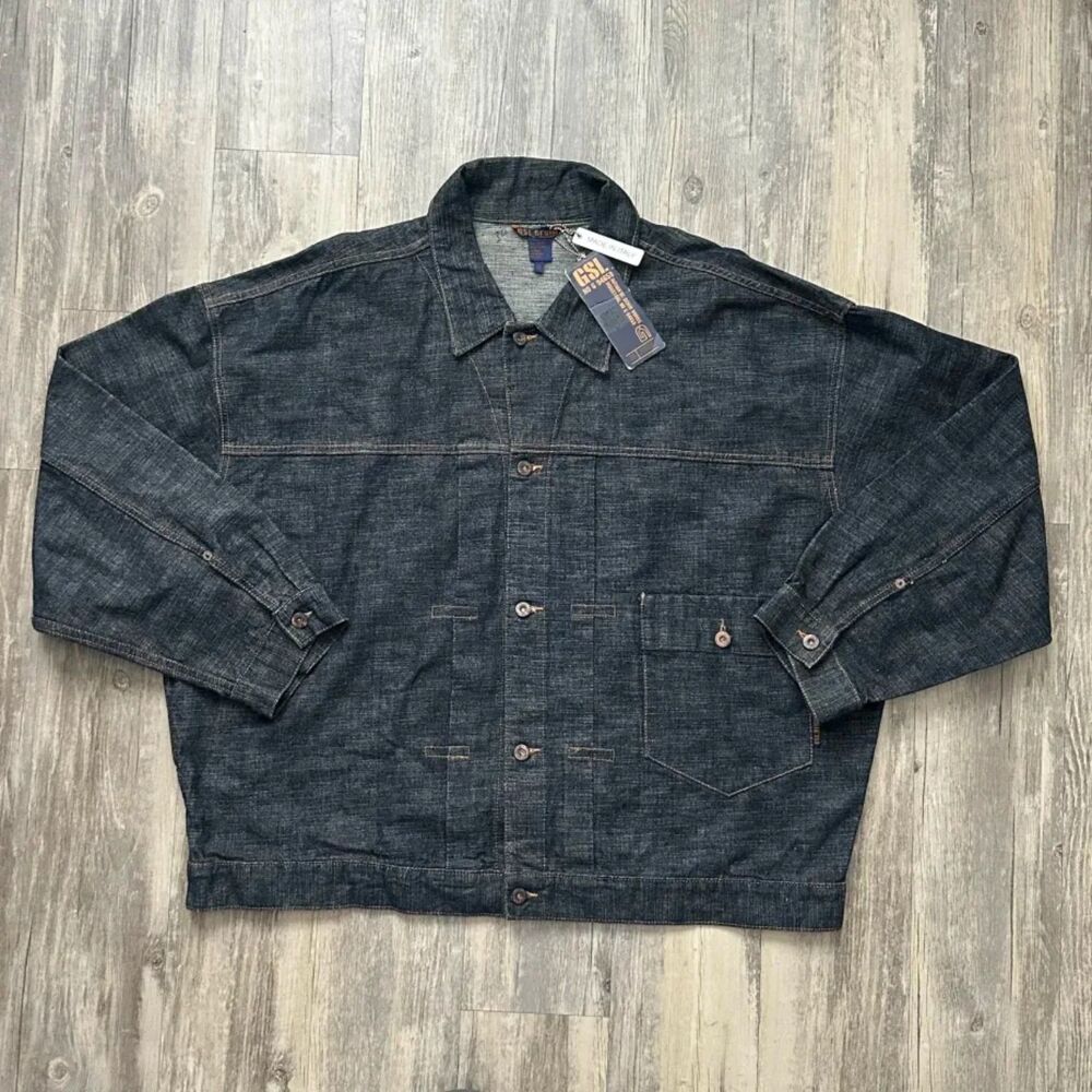 GSL Denim Buckle Back Jean Jacket Made In Italy Dark Wash Size 3XL NWT
